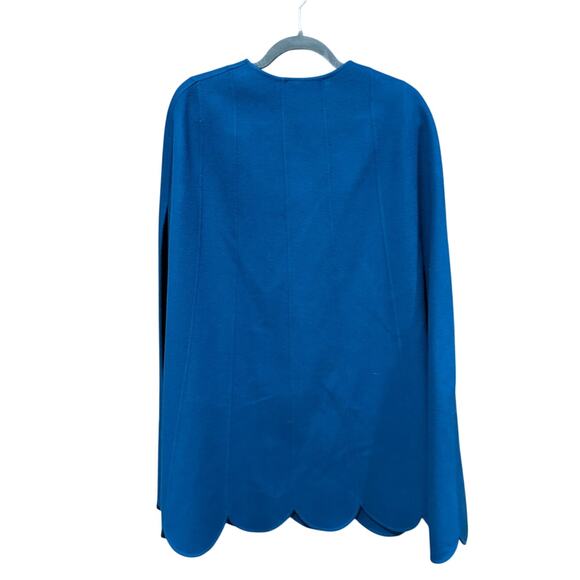 Valentino Wool Blend Cape Peacock Blue Scalloped Hem Size 42 NWT - Picture 4 of 8